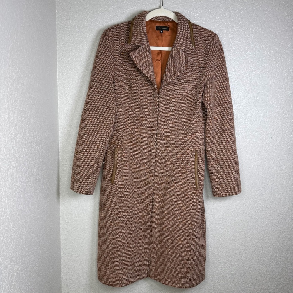 Aritzia Talula Babaton Women’s Wool Blend Tweed With Leather Trims Coat Size S